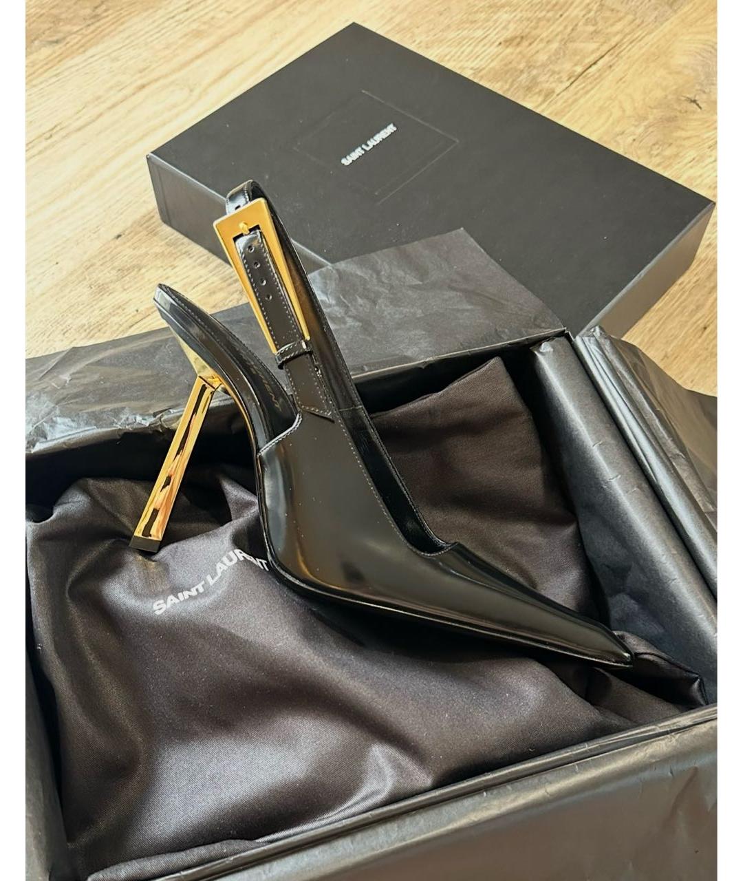 SAINT LAURENT Черные туфли из лакированной кожи, фото 9