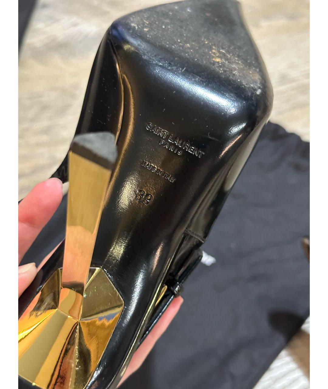 SAINT LAURENT Черные туфли из лакированной кожи, фото 3