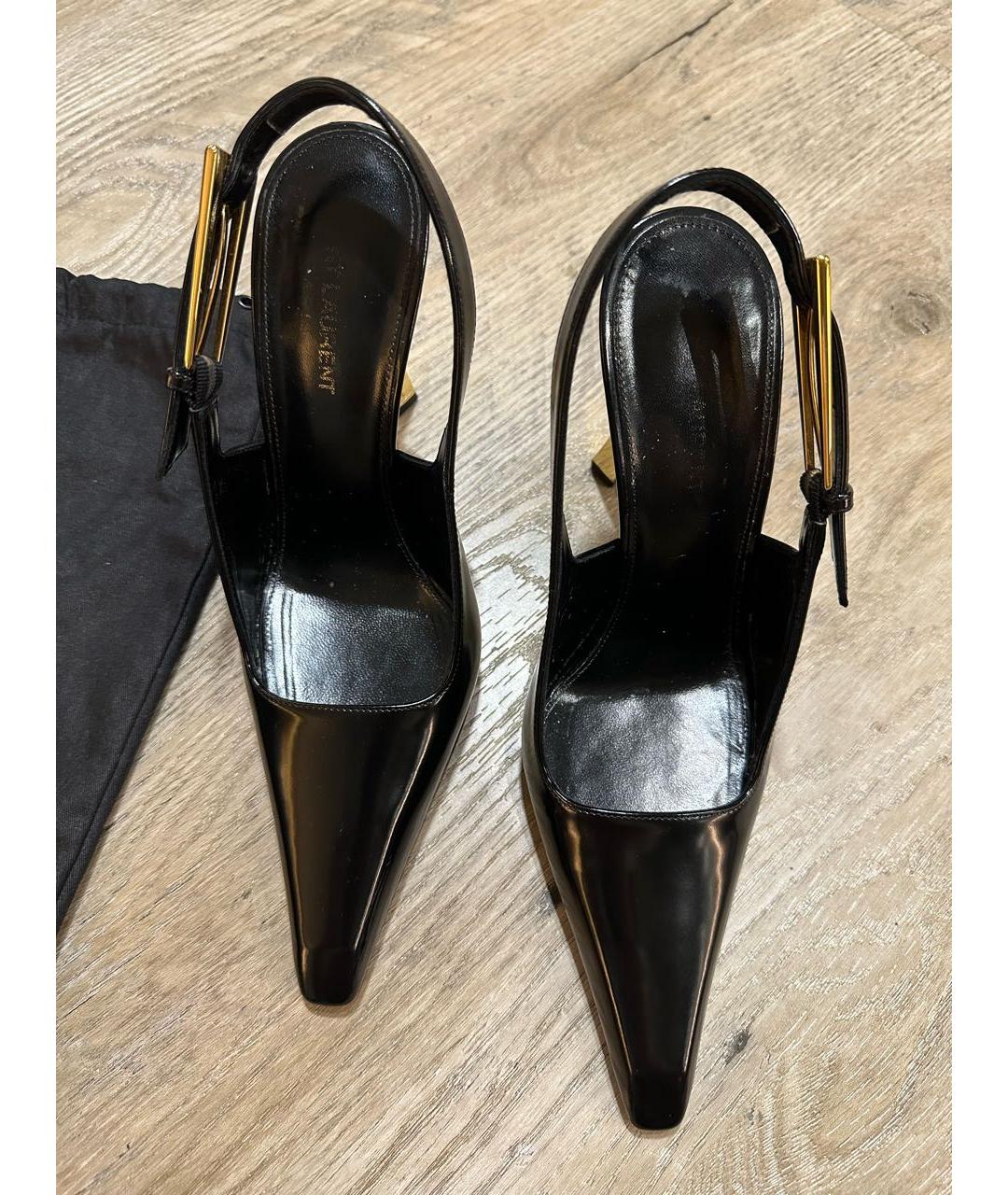 SAINT LAURENT Черные туфли из лакированной кожи, фото 2