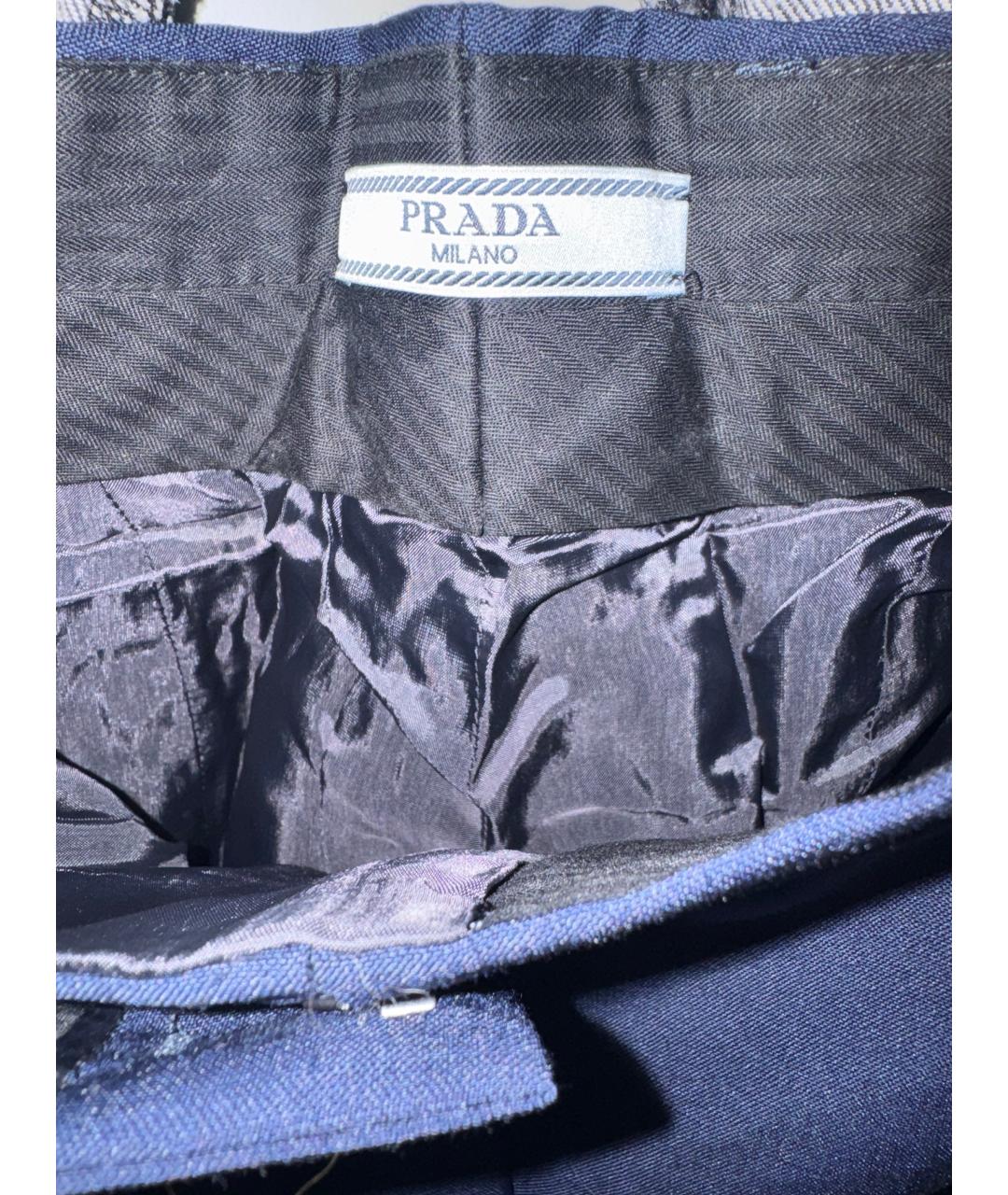 PRADA Синие хлопковые прямые брюки, фото 3