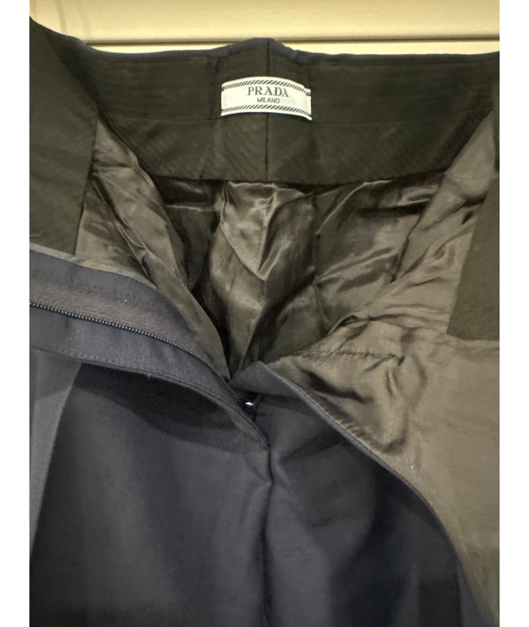 PRADA Синие хлопковые прямые брюки, фото 6