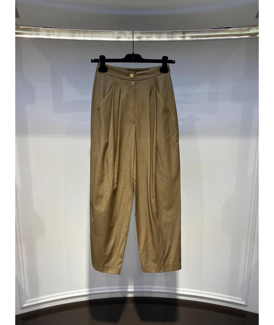 REJINA PYO Коричневые шерстяные брюки широкие, фото 4