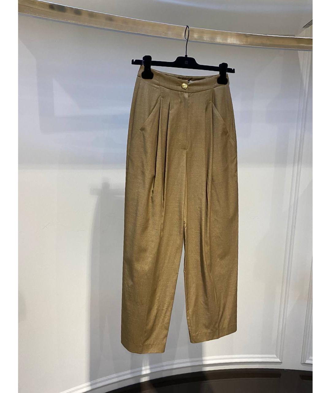 REJINA PYO Коричневые шерстяные брюки широкие, фото 2
