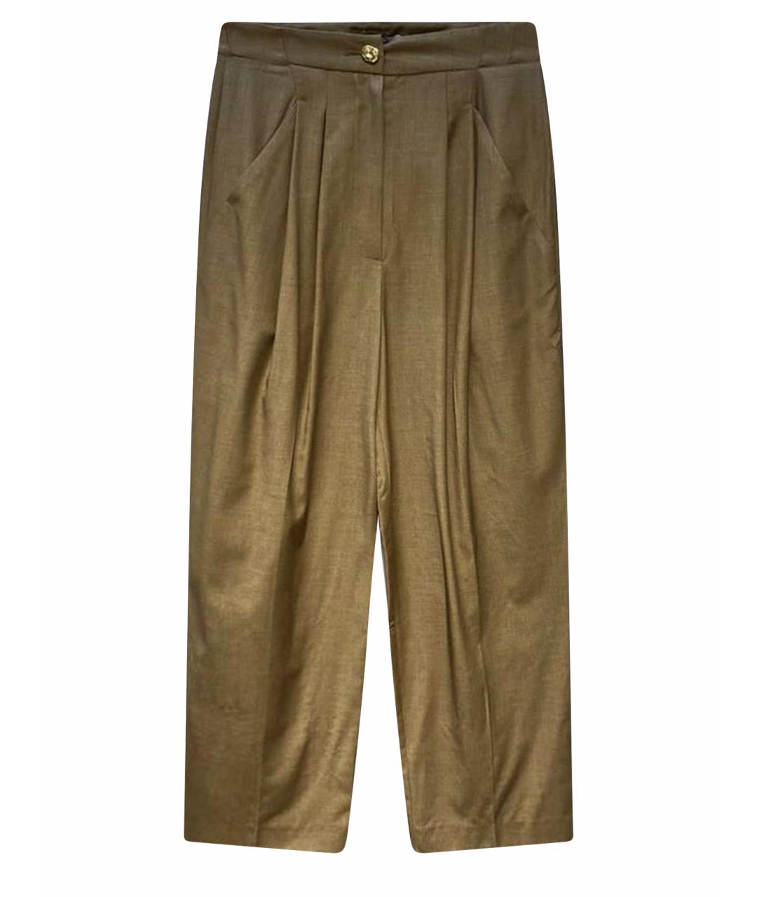 REJINA PYO Коричневые шерстяные брюки широкие, фото 1