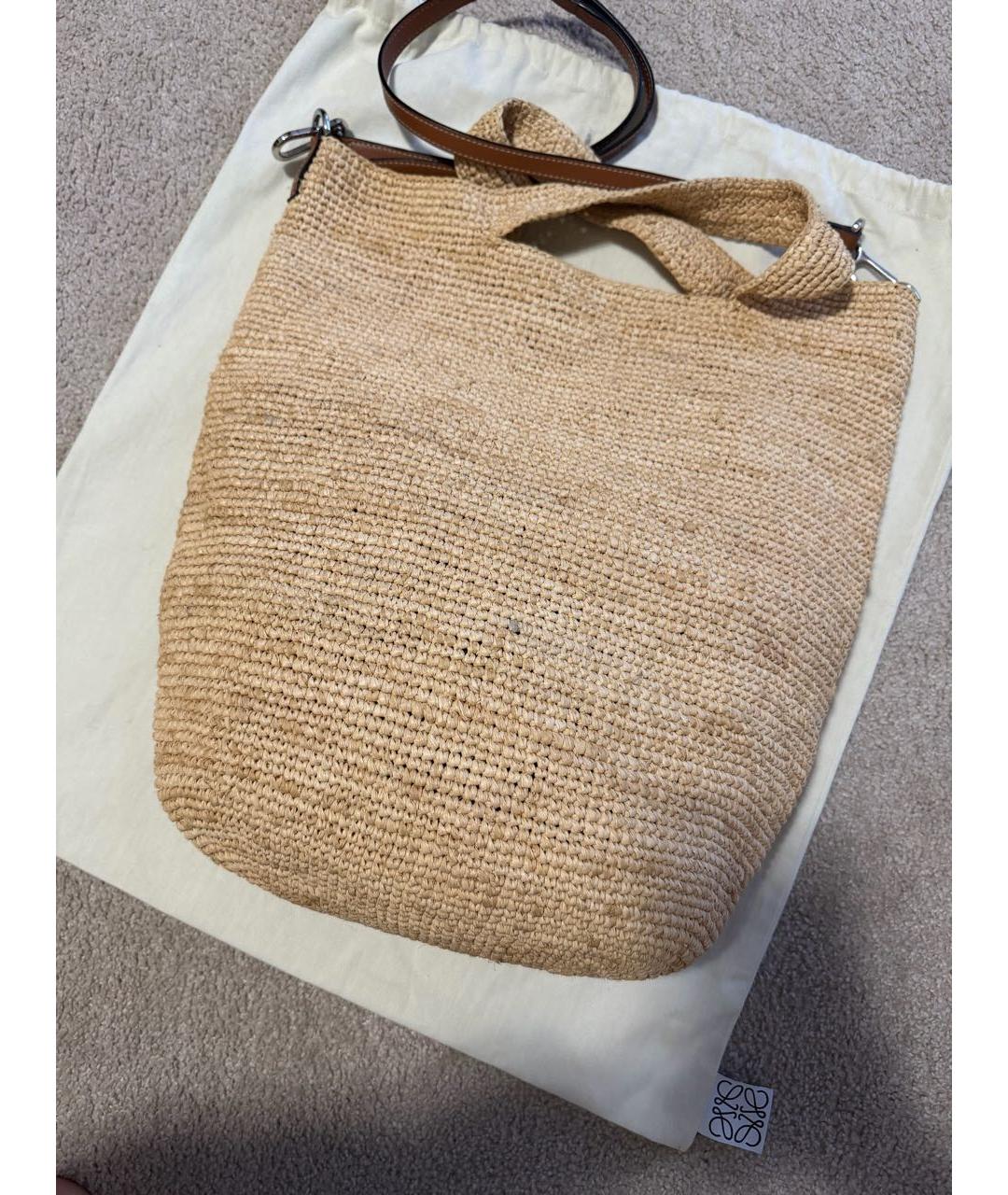 LOEWE Бежевая пляжная сумка, фото 3