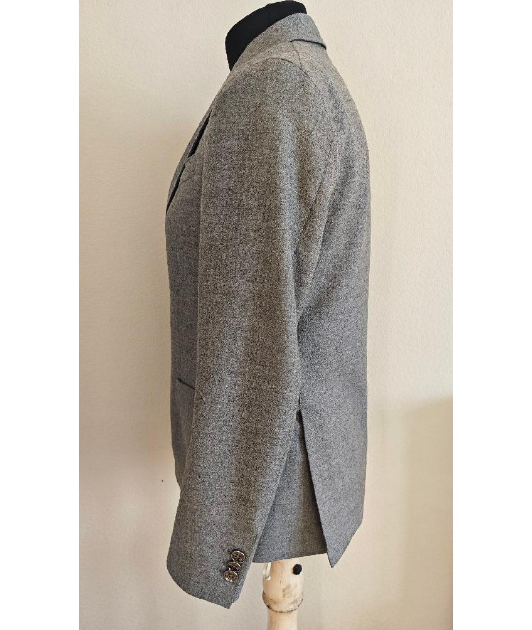 FAY Серый шерстяной жакет/пиджак, фото 8