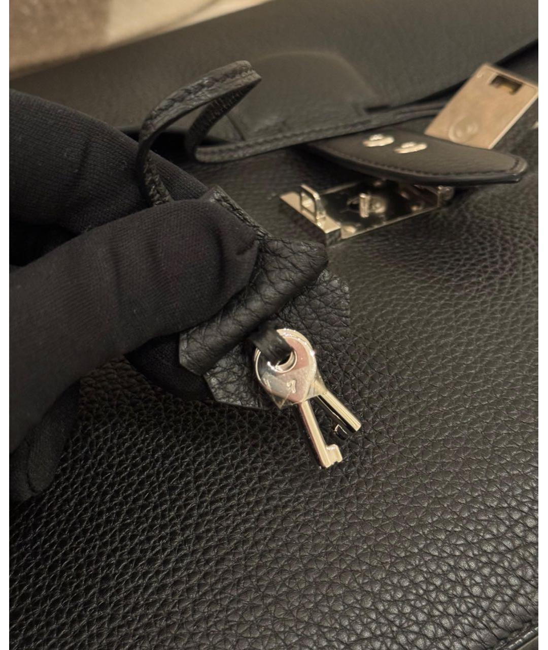 HERMES Черный кожаный портфель, фото 7