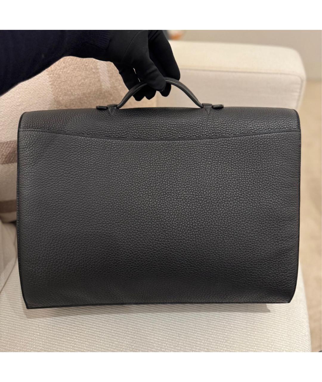 HERMES Черный кожаный портфель, фото 4