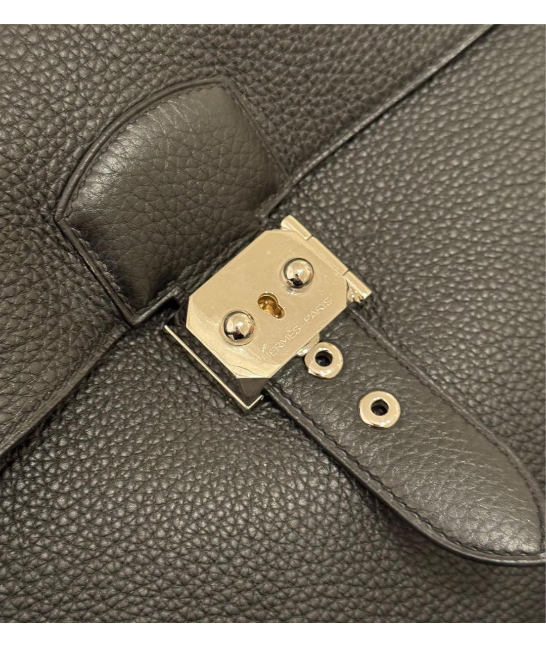 HERMES Черный кожаный портфель, фото 6