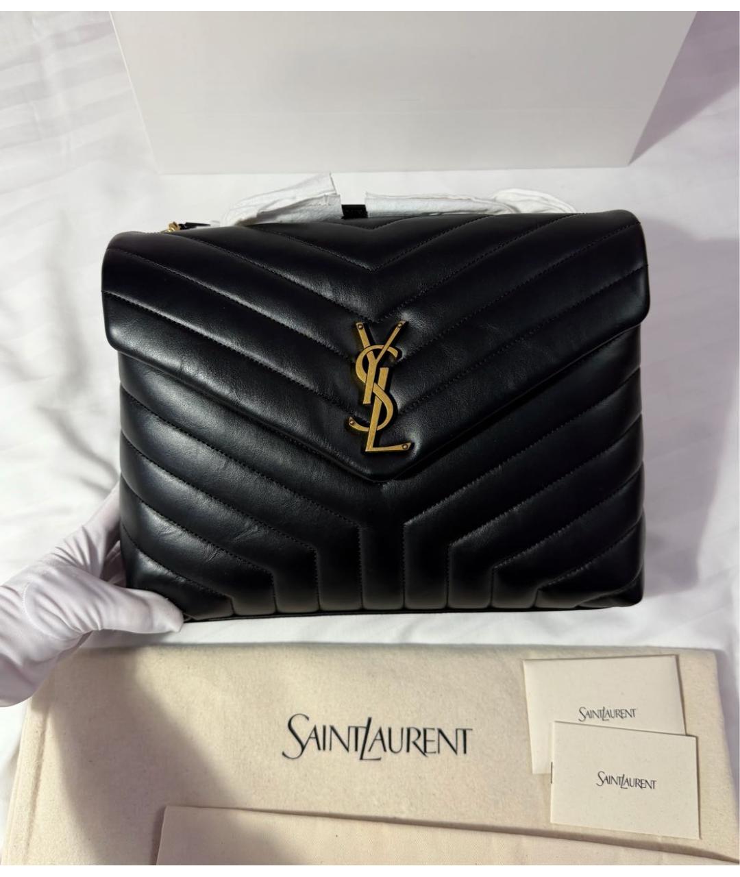 SAINT LAURENT Черная кожаная сумка через плечо, фото 4