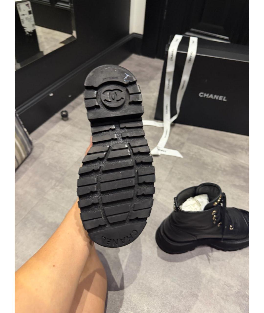 CHANEL Черные кожаные ботинки, фото 6