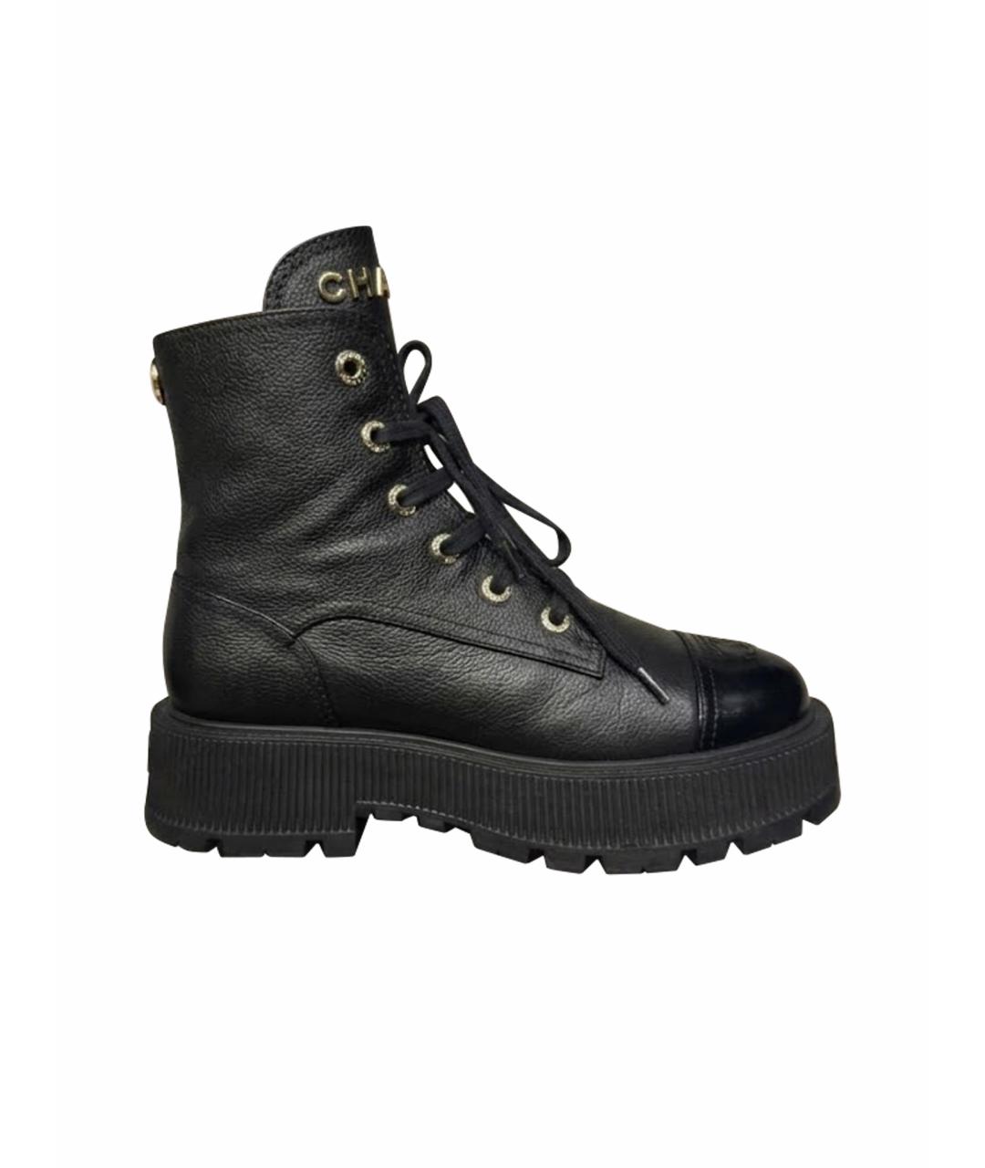 CHANEL Черные кожаные ботинки, фото 1