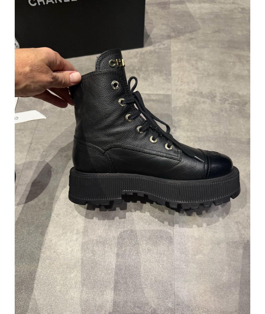 CHANEL Черные кожаные ботинки, фото 9