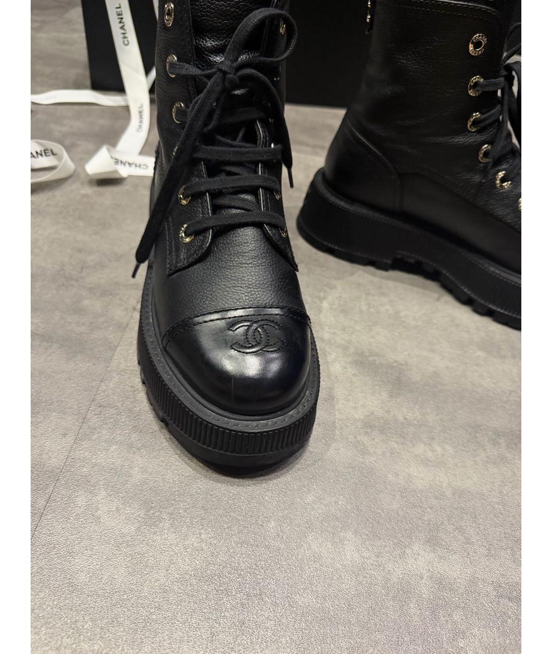 CHANEL Черные кожаные ботинки, фото 7