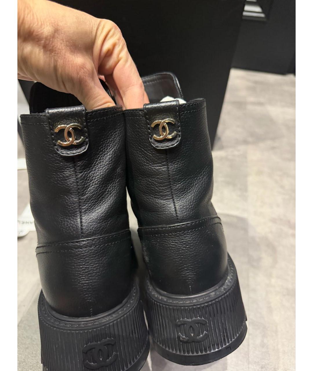 CHANEL Черные кожаные ботинки, фото 4