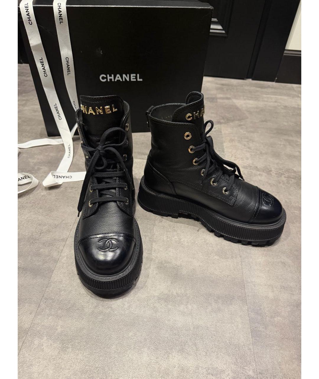 CHANEL Черные кожаные ботинки, фото 2