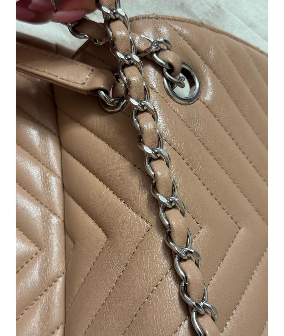 CHANEL Бежевый кожаный рюкзак, фото 6