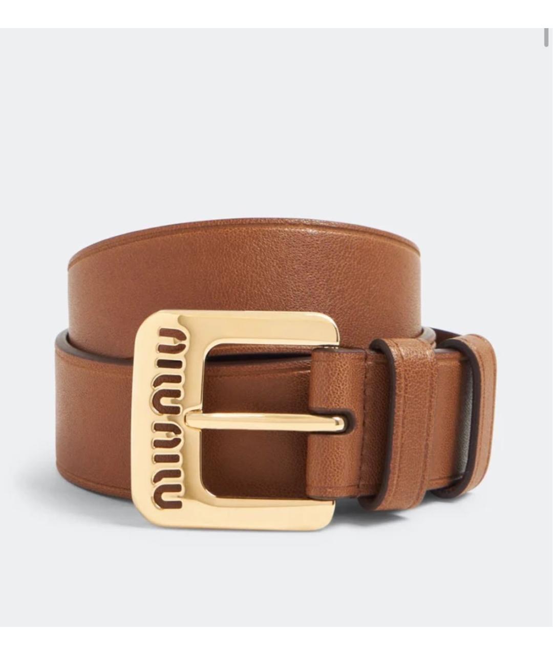 MIU MIU Коричневый кожаный ремень, фото 4