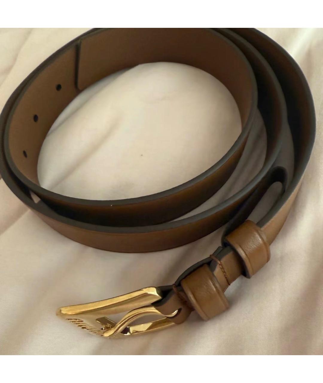 MIU MIU Коричневый кожаный ремень, фото 3