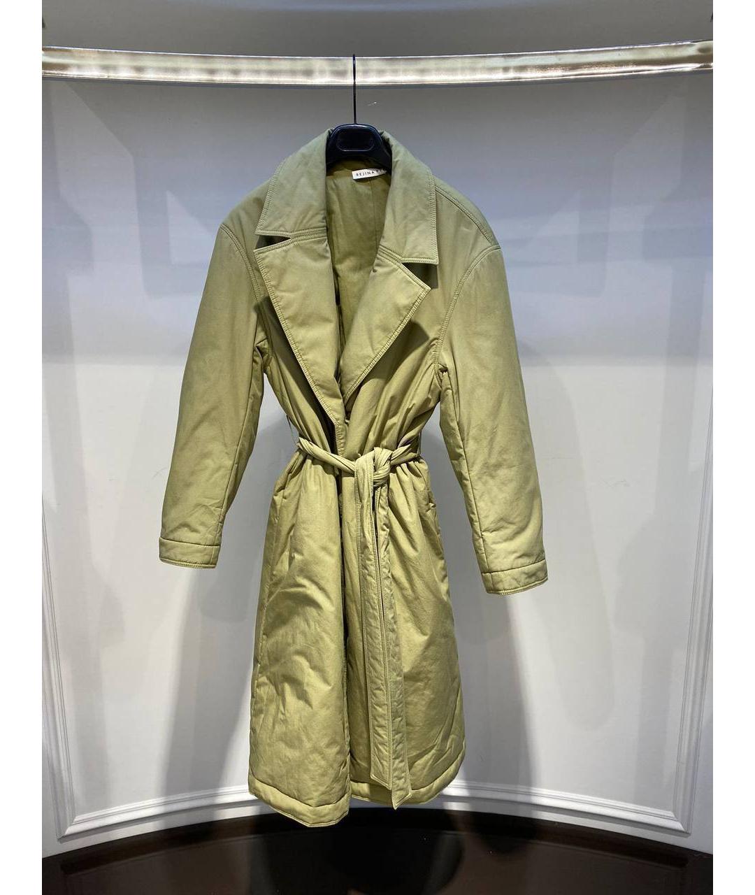 REJINA PYO Зеленые синтетическое пальто, фото 4
