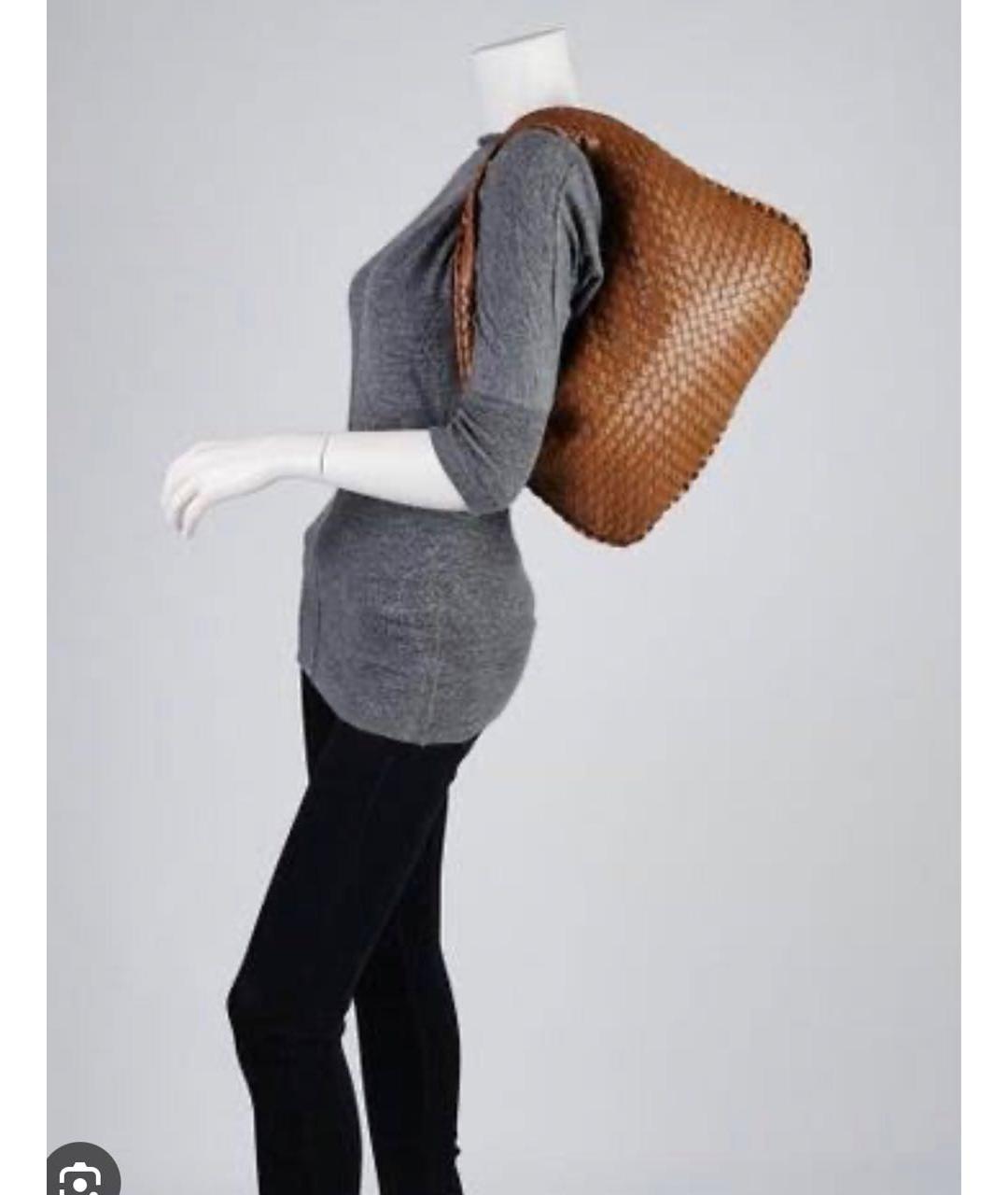 BOTTEGA VENETA Коричневая кожаная сумка тоут, фото 8