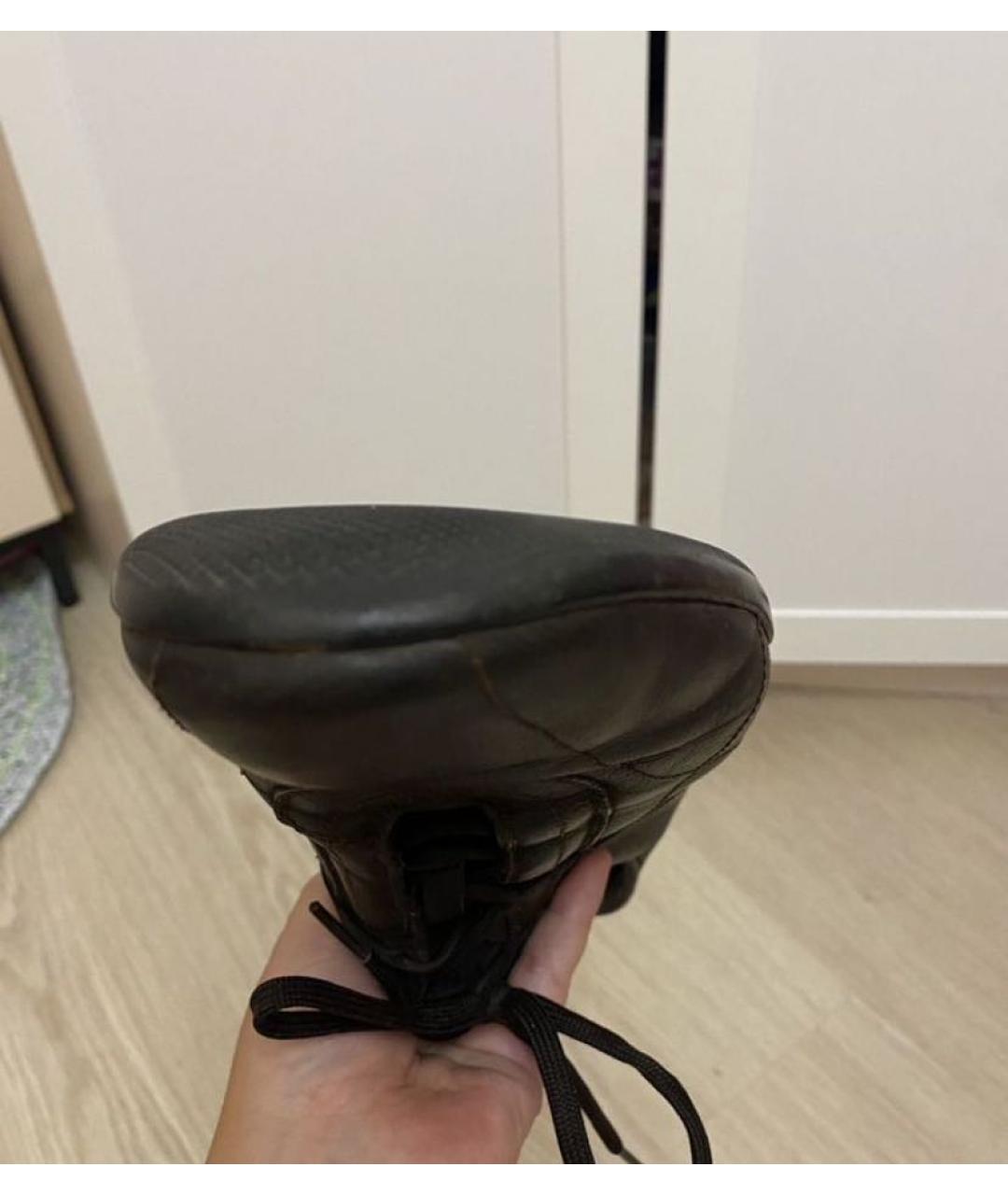 PRADA Черные кожаные низкие кроссовки / кеды, фото 6