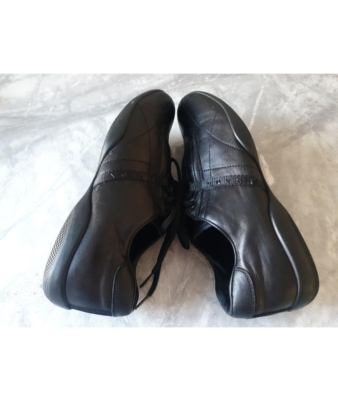 PRADA Черные кожаные низкие кроссовки / кеды, фото 3