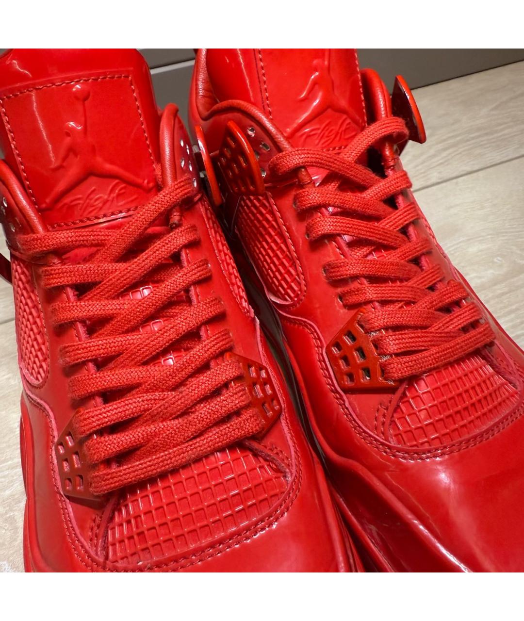 JORDAN Красные кожаные высокие кроссовки / кеды, фото 5