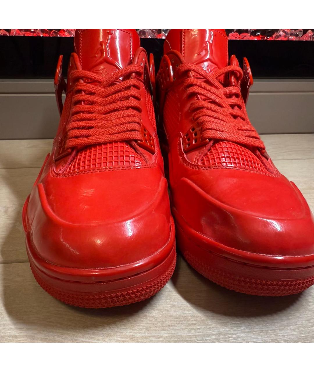 JORDAN Красные кожаные высокие кроссовки / кеды, фото 6