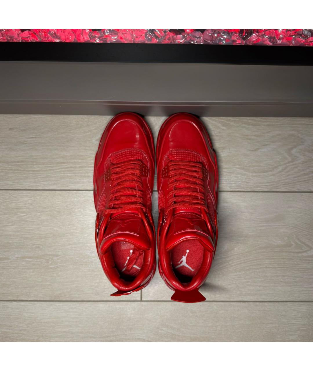 JORDAN Красные кожаные высокие кроссовки / кеды, фото 3
