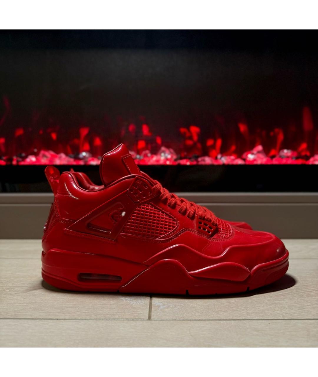 JORDAN Красные кожаные высокие кроссовки / кеды, фото 9
