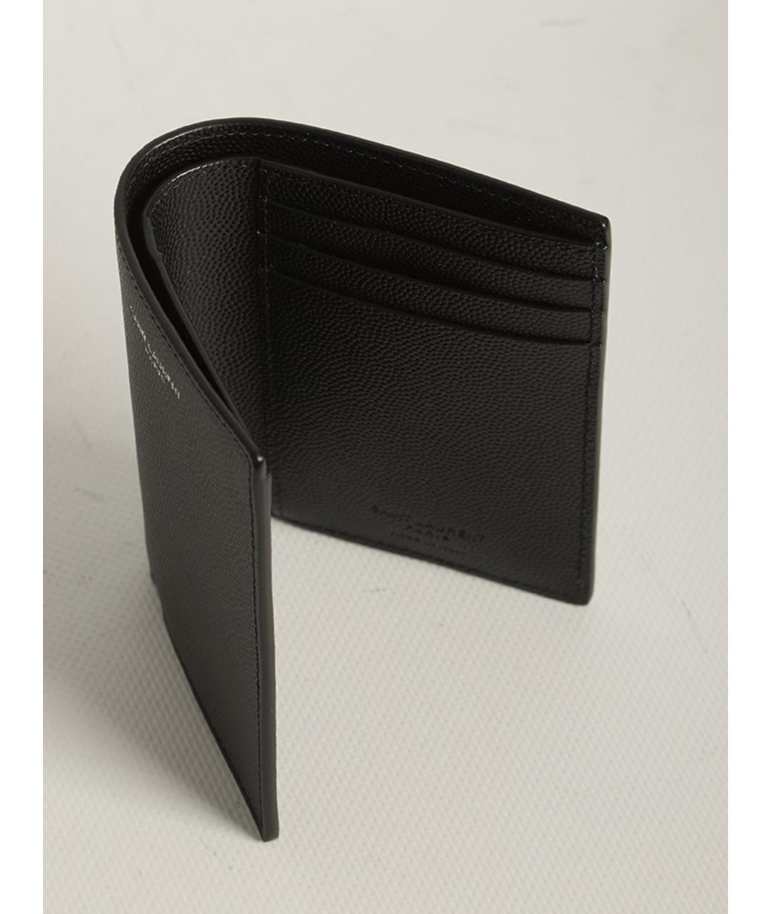 SAINT LAURENT Черный кожаный кошелек, фото 4