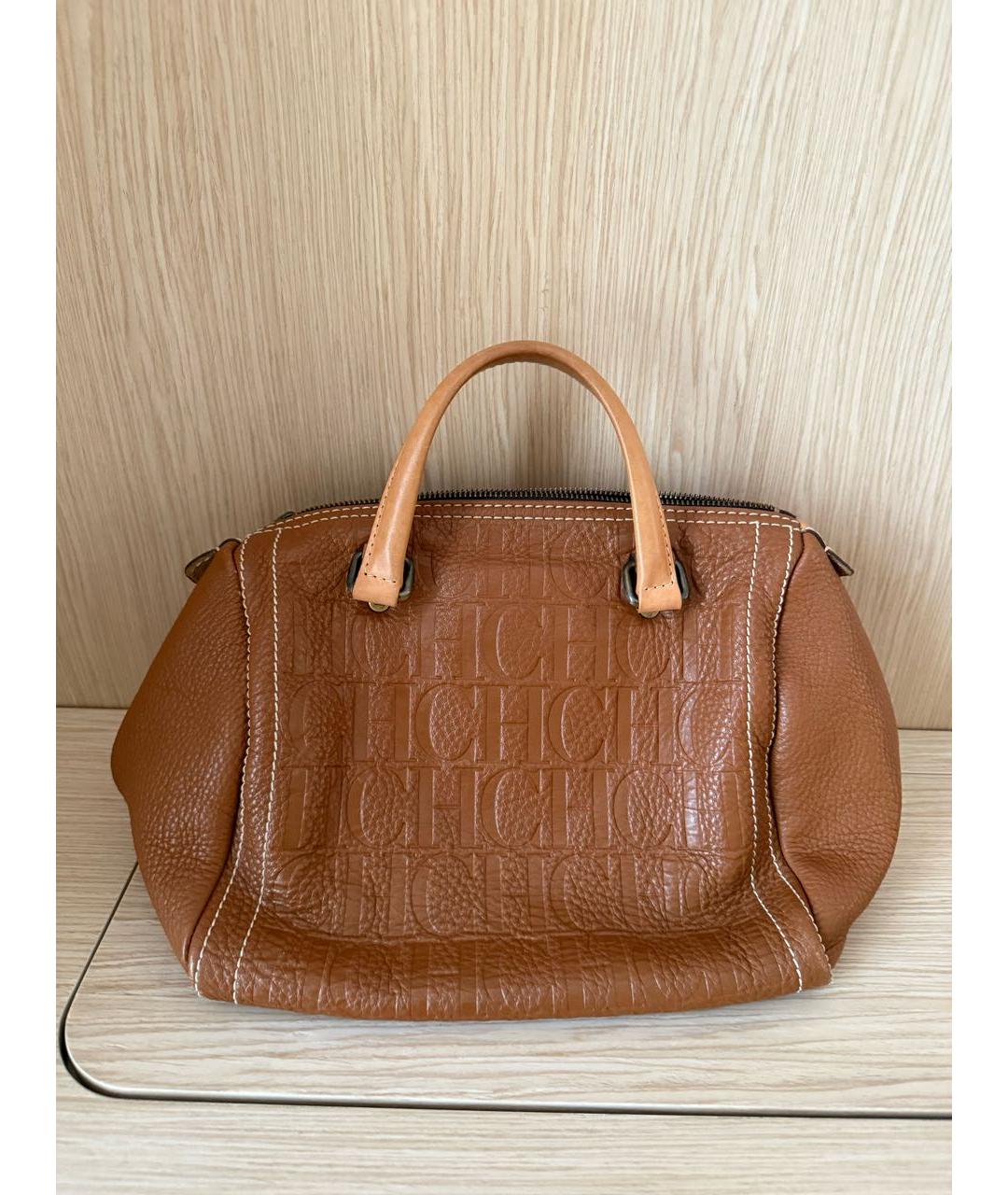 CAROLINA HERRERA Коричневая кожаная сумка с короткими ручками, фото 7