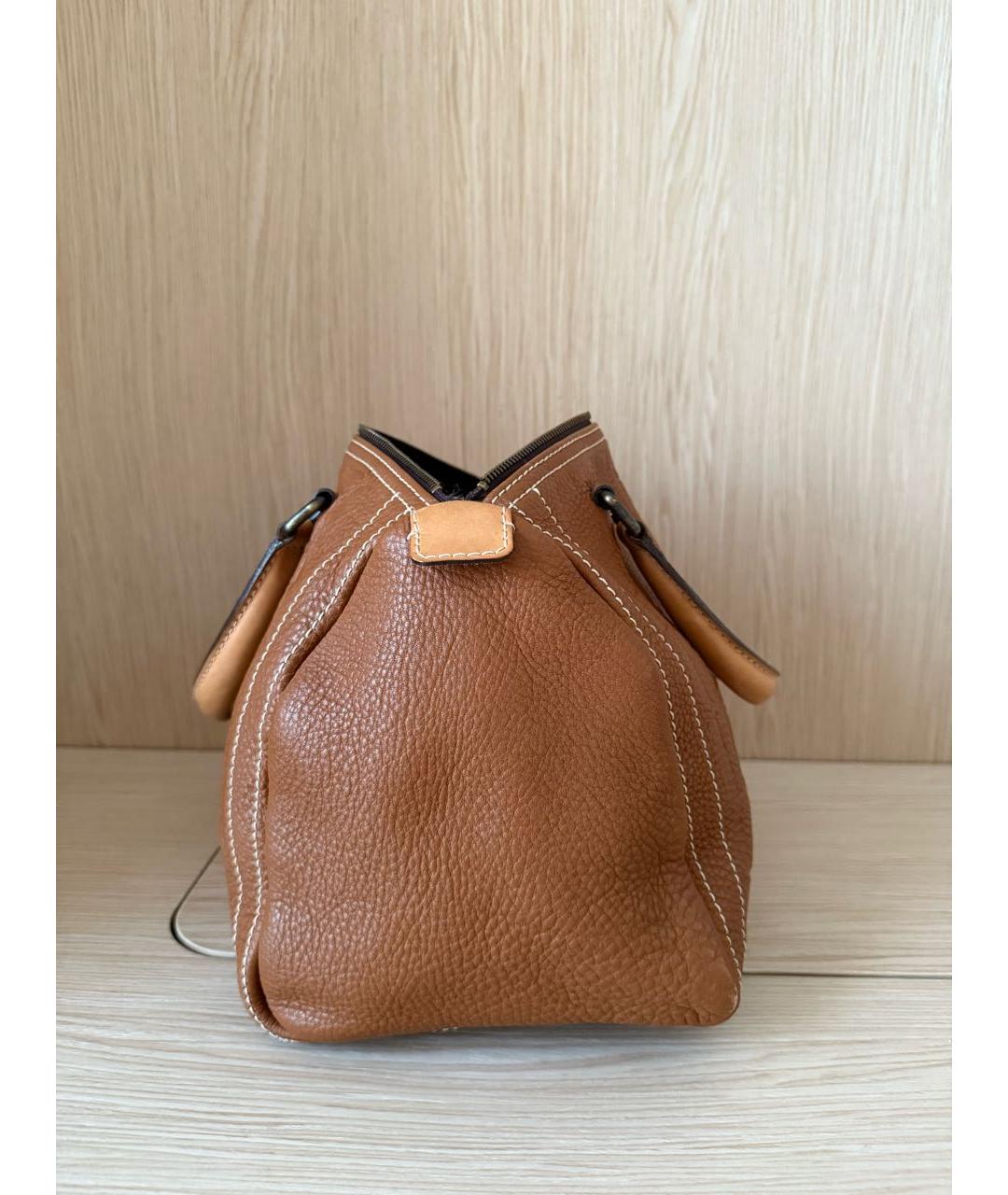 CAROLINA HERRERA Коричневая кожаная сумка с короткими ручками, фото 2