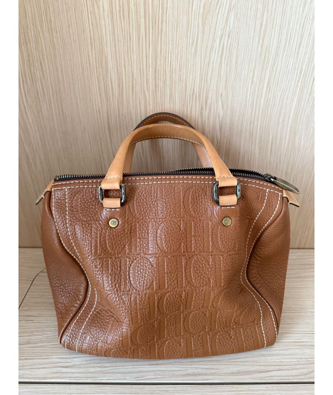 CAROLINA HERRERA Коричневая кожаная сумка с короткими ручками, фото 8