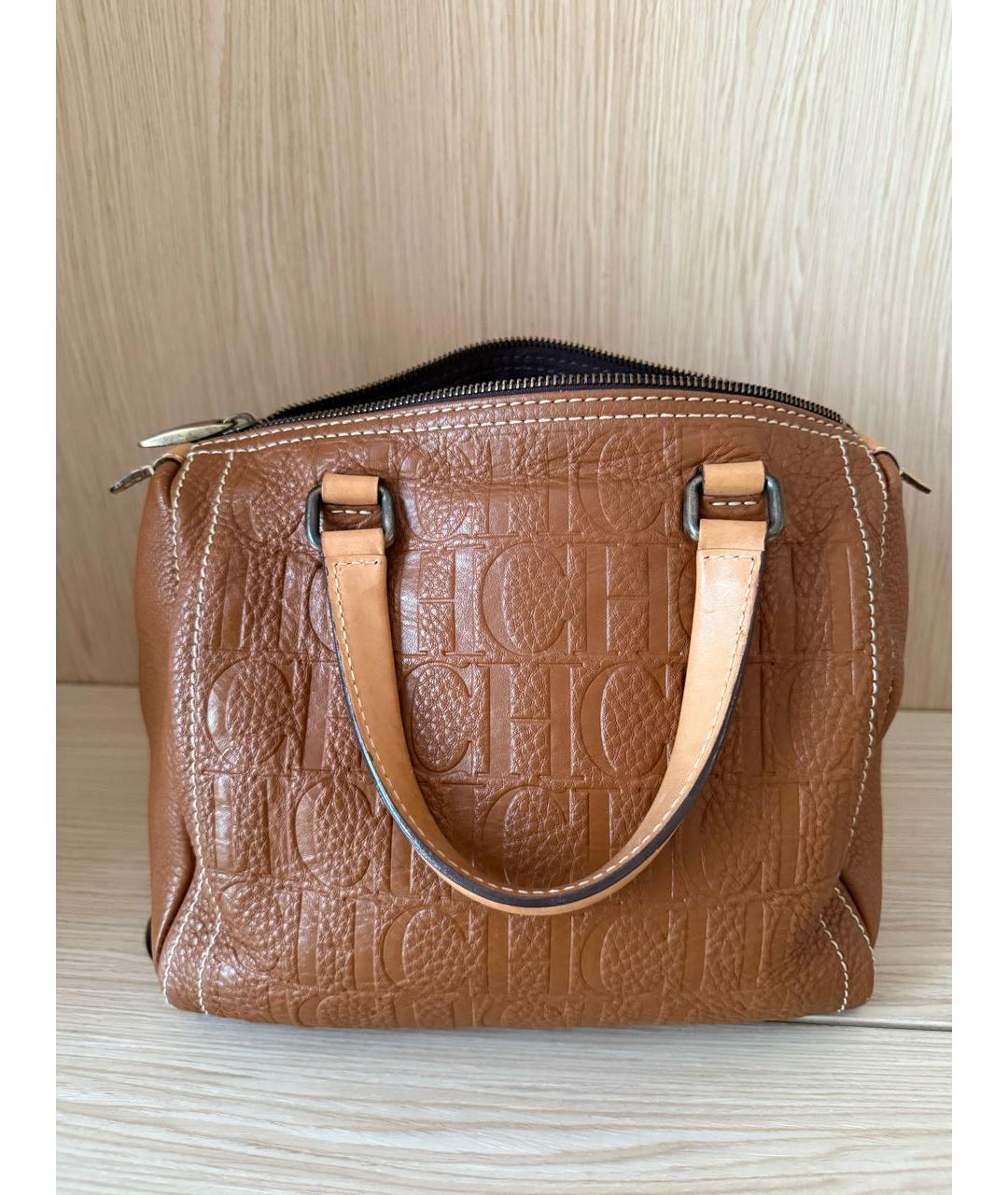 CAROLINA HERRERA Коричневая кожаная сумка с короткими ручками, фото 3