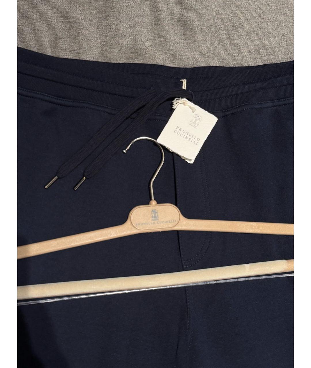 BRUNELLO CUCINELLI Темно-синие хлопковые повседневные брюки, фото 5
