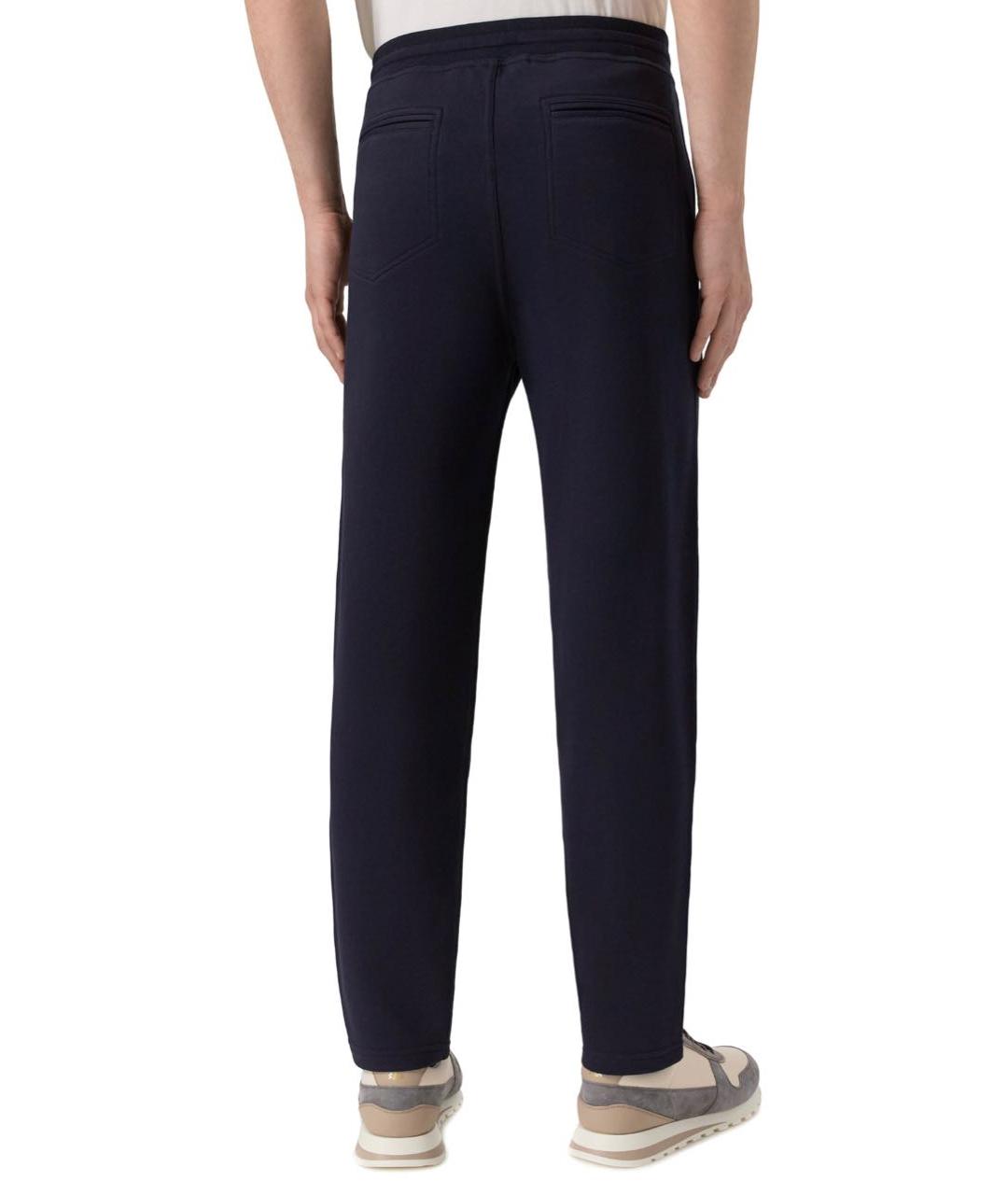 BRUNELLO CUCINELLI Темно-синие хлопковые повседневные брюки, фото 3