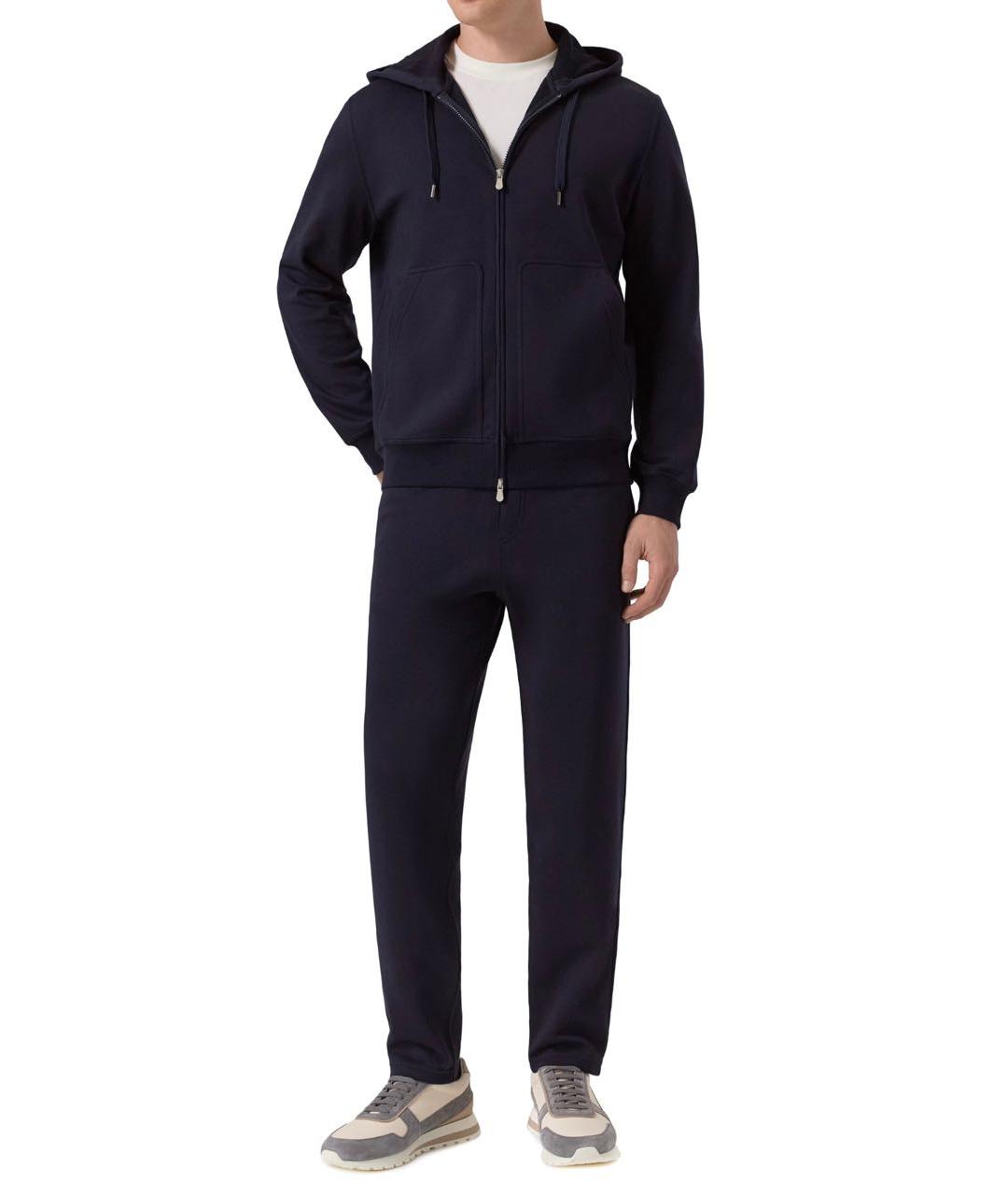 BRUNELLO CUCINELLI Темно-синие хлопковые повседневные брюки, фото 2