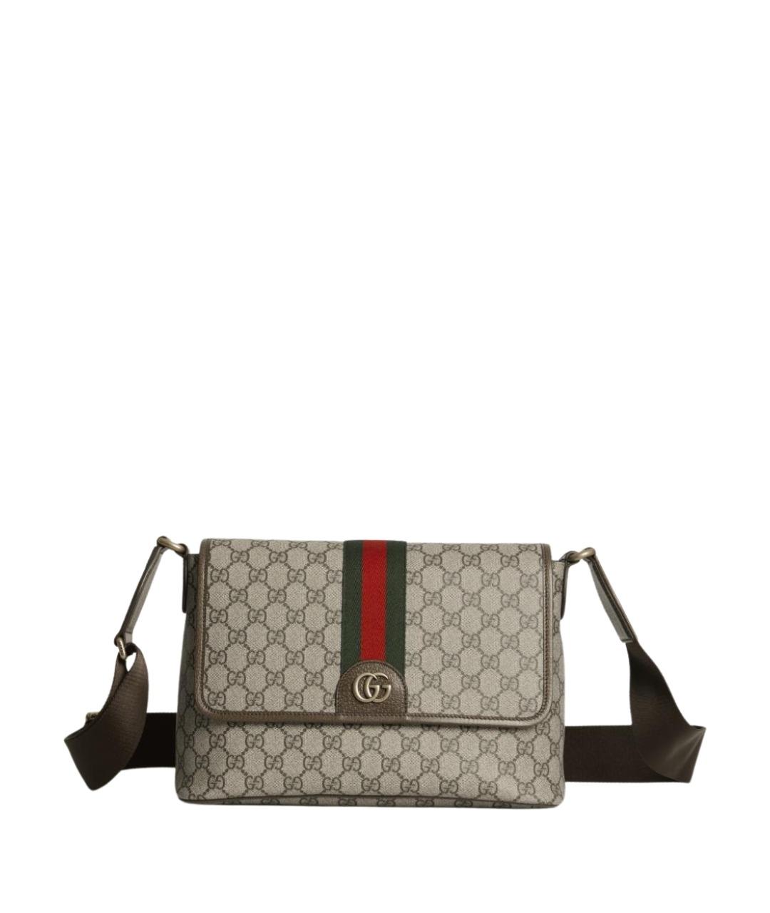 GUCCI Бежевая тканевая сумка на плечо, фото 1