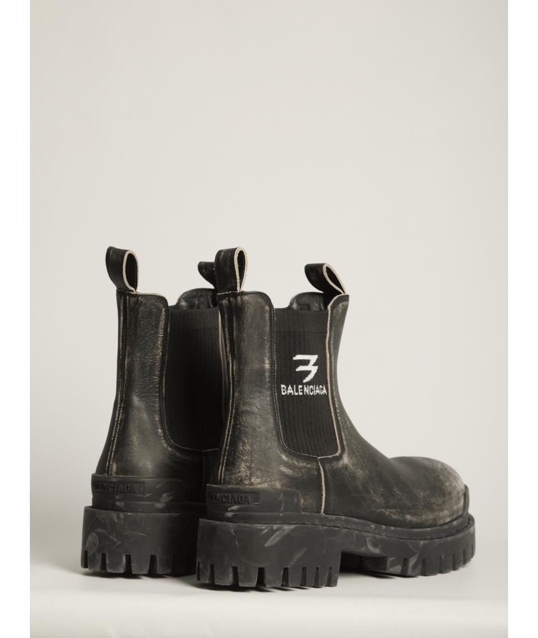 BALENCIAGA Черные кожаные высокие ботинки, фото 3
