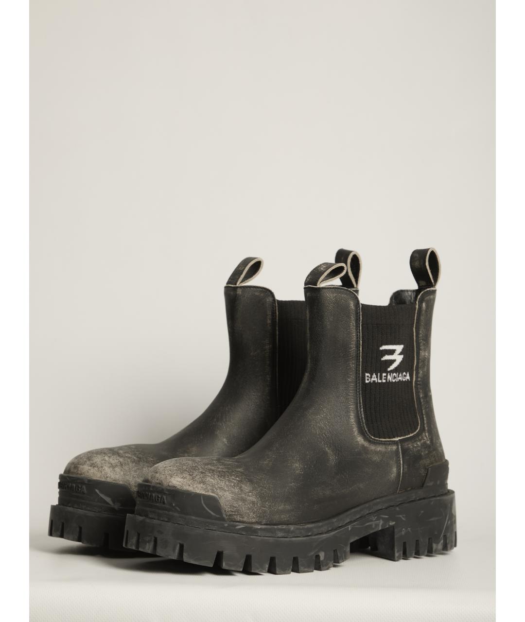 BALENCIAGA Черные кожаные высокие ботинки, фото 2