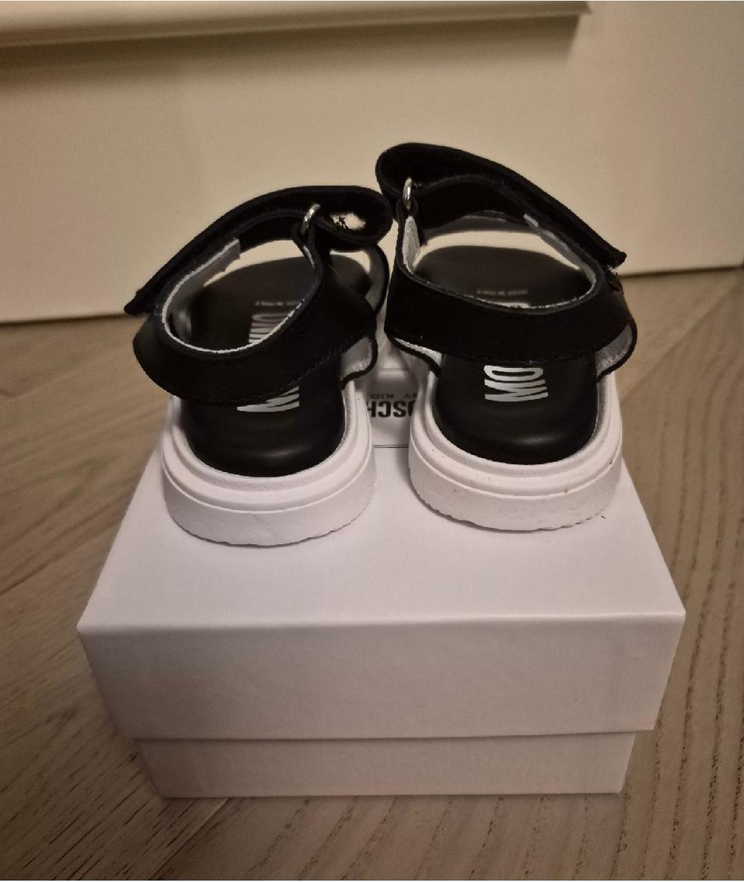 MOSCHINO Черные кожаные сандалии и шлепанцы, фото 4