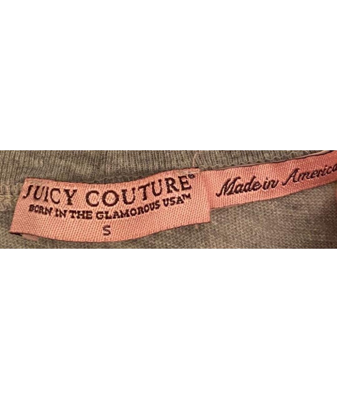 JUICY COUTURE Серая хлопковая футболка, фото 3