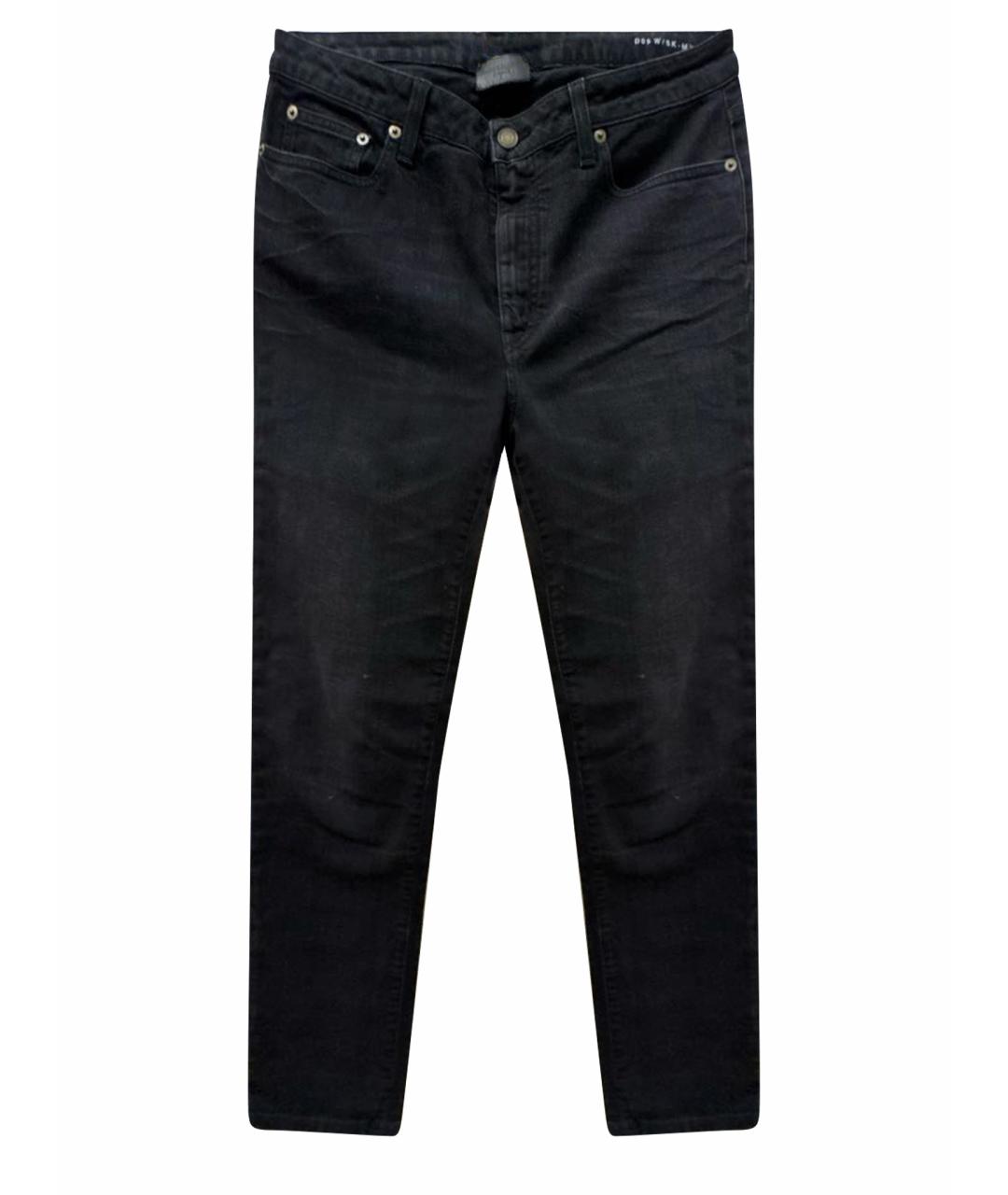 SAINT LAURENT Черные хлопко-эластановые джинсы слим, фото 1