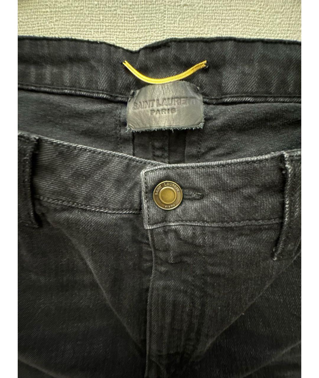 SAINT LAURENT Черные хлопко-эластановые джинсы слим, фото 3