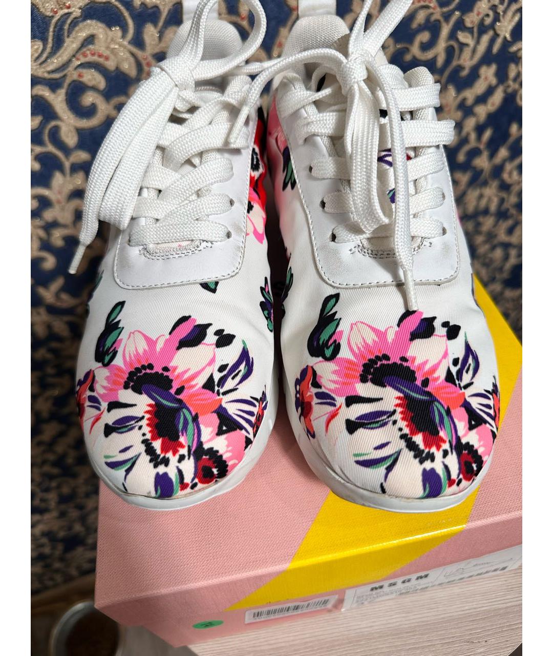 MSGM Белые текстильные кроссовки, фото 7