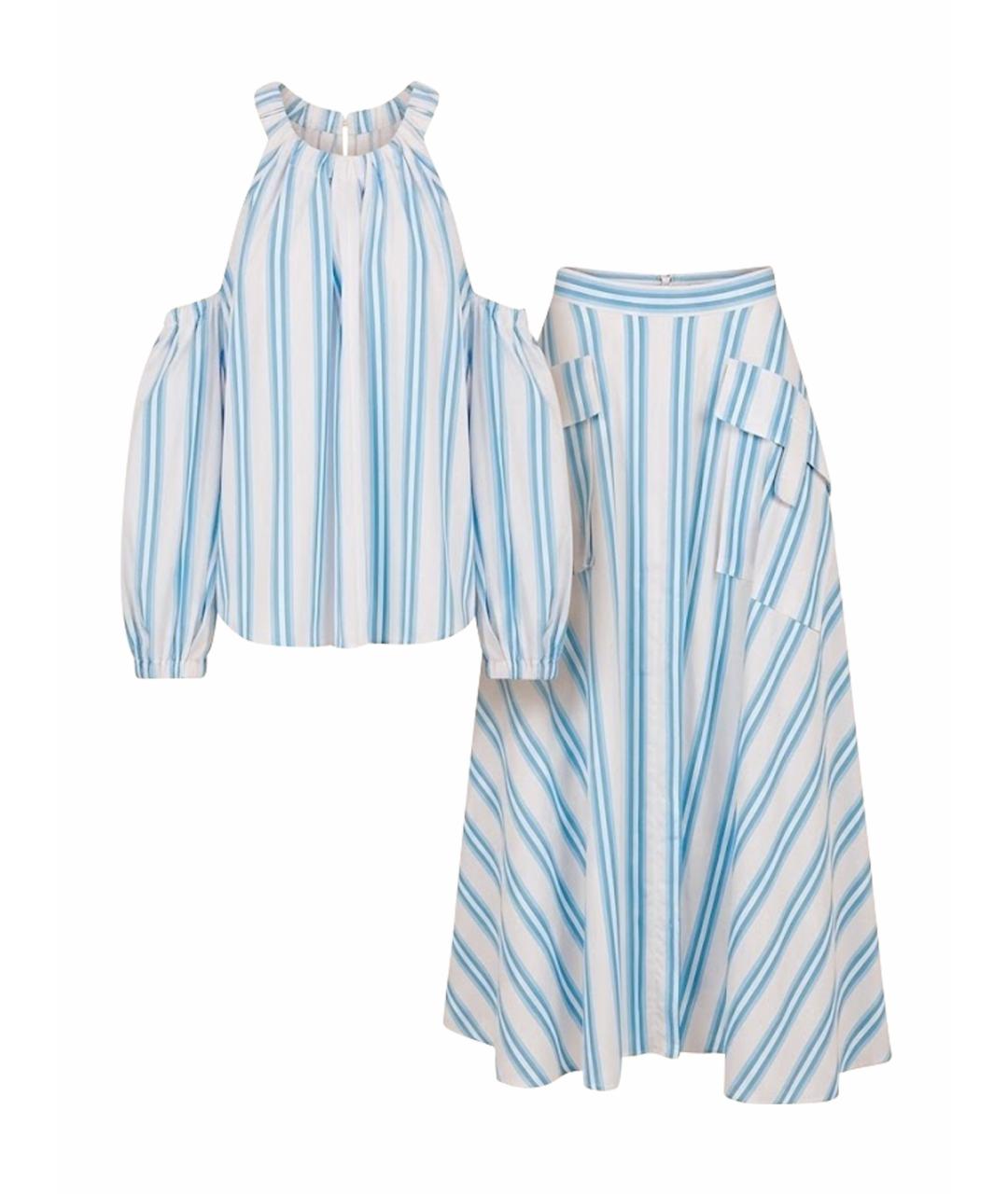 REJINA PYO Голубая хлопковая юбка макси, фото 1