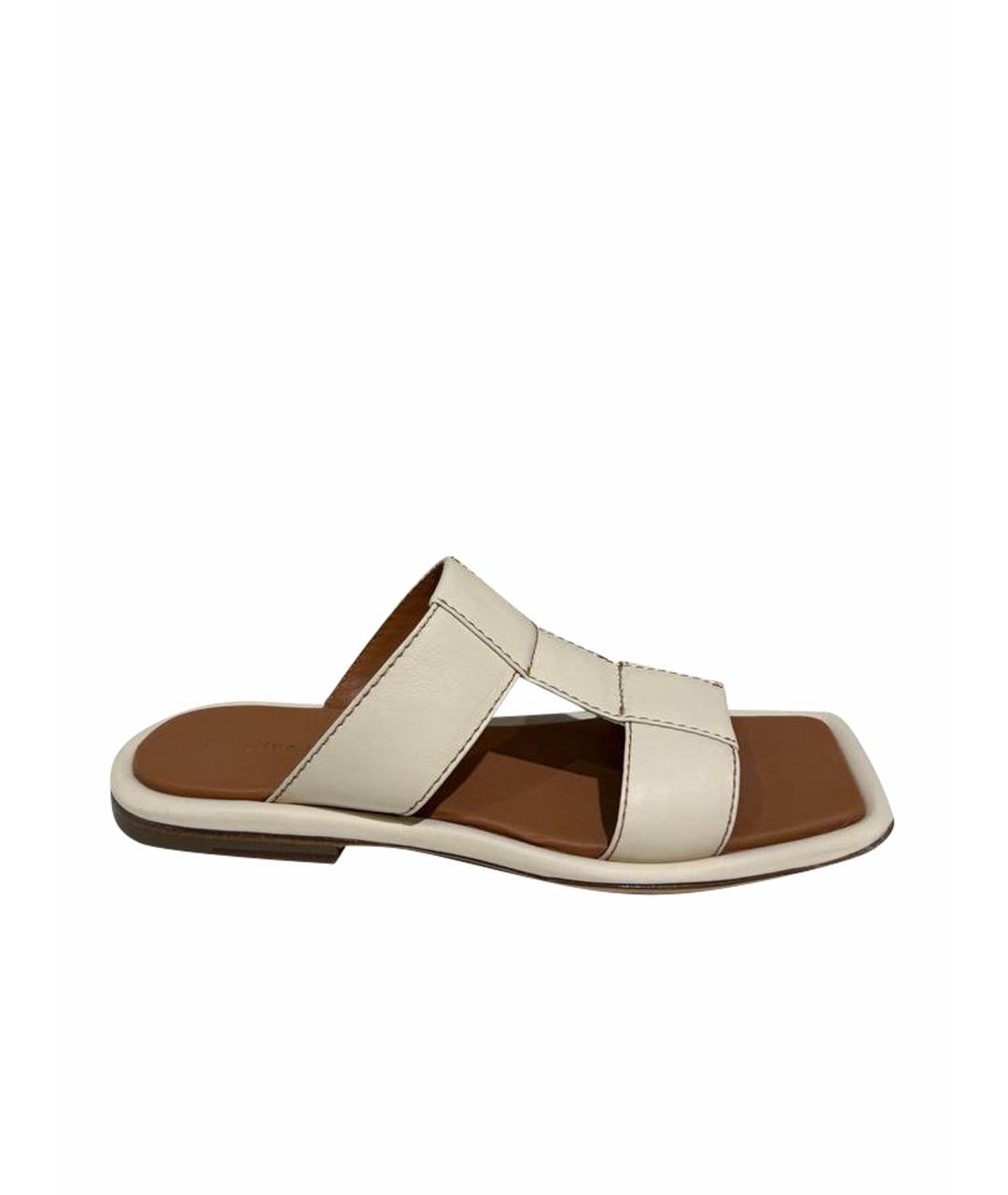 REJINA PYO Бежевые кожаные шлепанцы, фото 1