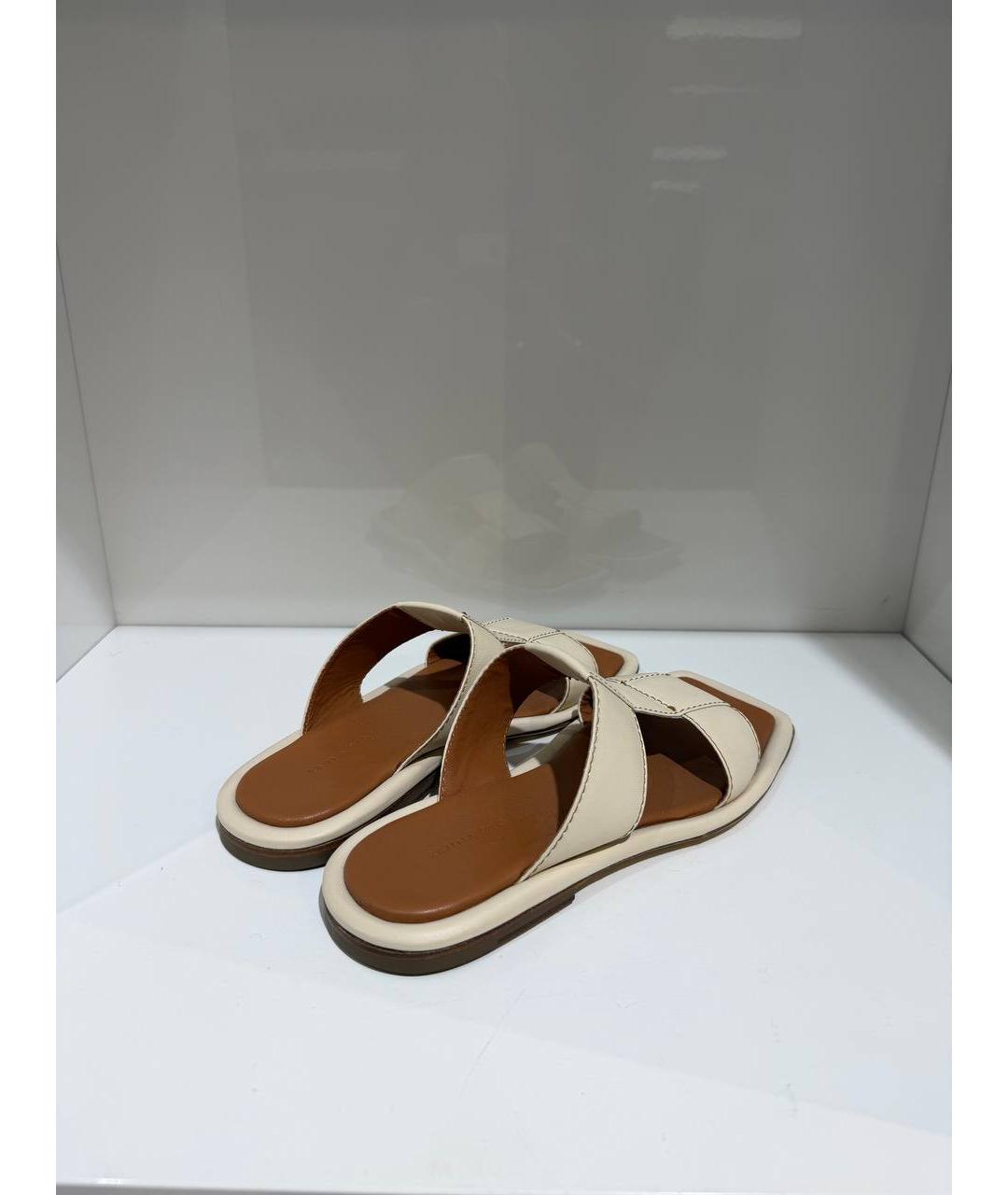 REJINA PYO Бежевые кожаные шлепанцы, фото 3